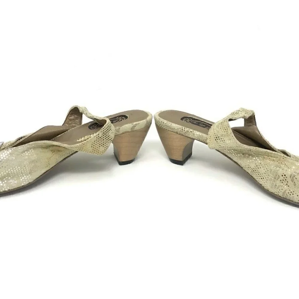 Salpy Womens Slingback Shoes Heels Beige Leather 6